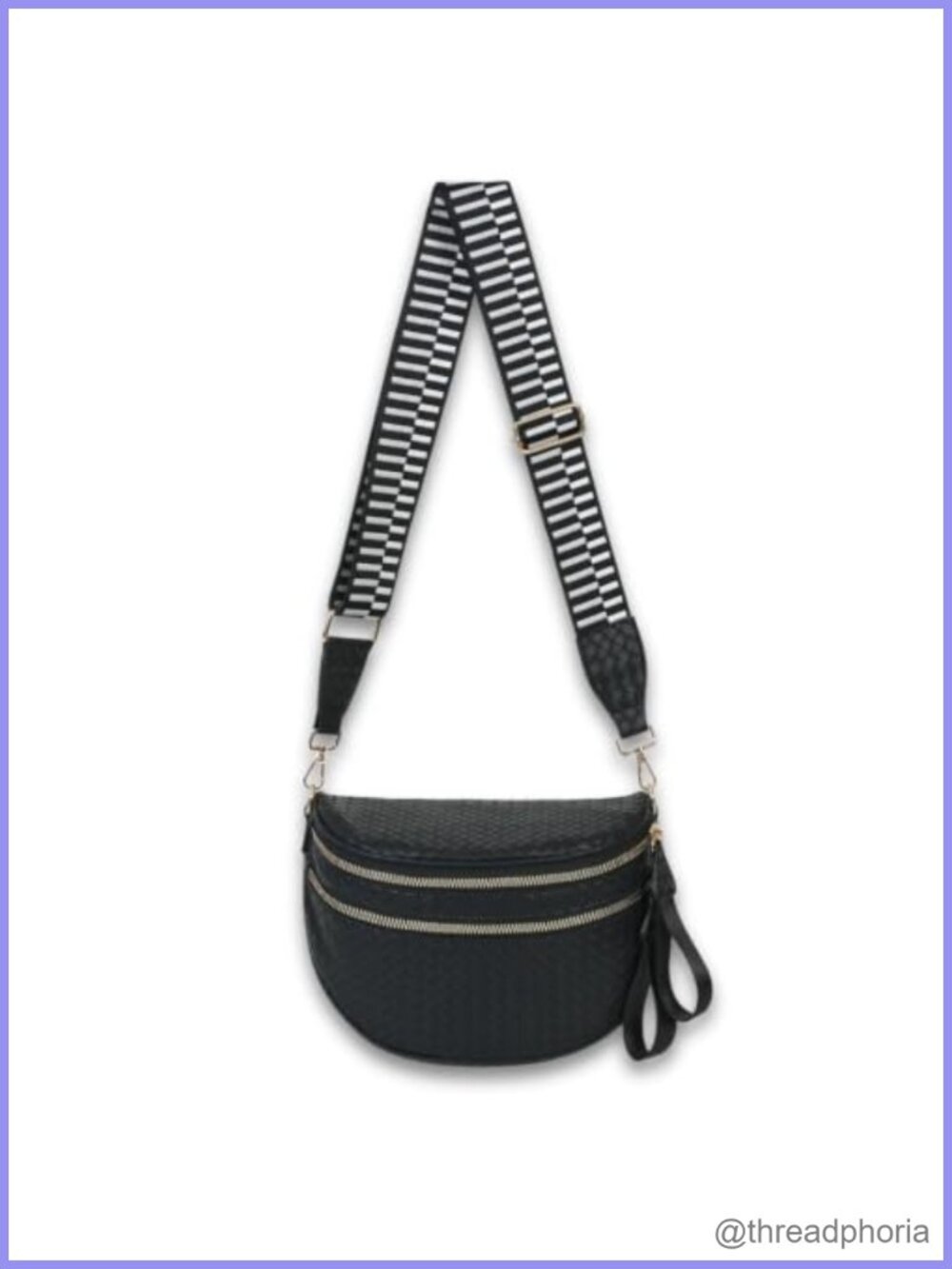 Woven Crossbody Bag Hands-Free Bum Bag Wide Adjustable Strap Water-Resistant
